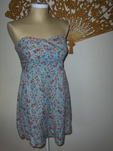 DEB Strapless Blue Floral Dress Lined Size 13 NO BELT Summer Time Flower... - $14.99
