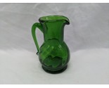 Vintage MCM Green Glass Pitcher Swirled 3 1/4&quot; - $24.74