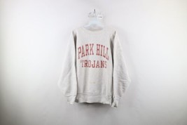 Vintage 90s Mens Large Distressed Reverse Weave Park Hill Trojans Sweatshirt USA - £42.77 GBP