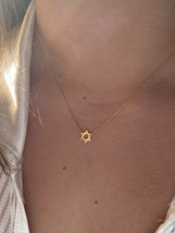 star of David necklace 14 k yellow gold star of David necklace for women - £92.80 GBP