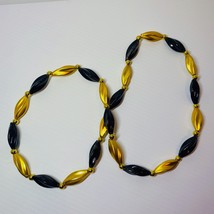 Mardi Gras Bead Necklace Saints Colors Oblong Black Gold New Orleans 18 Inches - £10.44 GBP