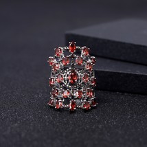 8.37Ct Natural Red Garnet Rings 925 Sterling Silver Luxury Gemstone Ring For Wom - £74.40 GBP