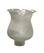 Frosted Glass Lamp Shade Globe Etched Grapes &amp; Leaves Ruffled Top Vintag... - $24.74