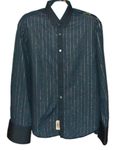 Hugo Boss Men&#39;s Black Gold Stripes Blouse Cotton Casual Shirt Size 2XL - £55.65 GBP