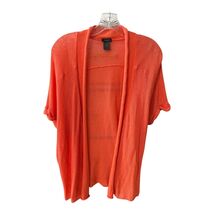 Ann Taylor Orange Open Front Knit Cardigan XL Lightweight Short Sleeve - $16.20