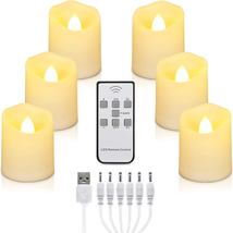 LED Tea Lights Rechargeable Candles with USB Charging Cable, 6 PCS Votive Tea Li - £20.51 GBP