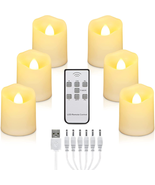 LED Tea Lights Rechargeable Candles with USB Charging Cable, 6 PCS Votiv... - £20.09 GBP