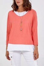 Catherine Lillywhite&#39;s double layer summer top with necklace in Coral - size - $54.45