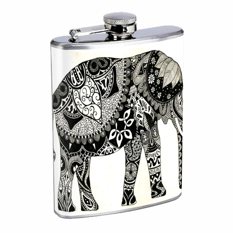 Elephant Art D39 Flask 8oz Stainless Steel Hip Drinking Whiskey - $16.78 Elephant Art D39 Flask 8oz Stainless Steel Hip Drinking Whiskey - $16.78