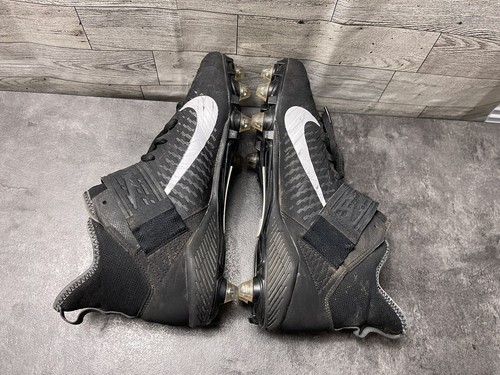 Nike Football Cleats Men 9M Alpha Menace Pro 2 Shoes Black Leather Mid Top Strap Item image 11