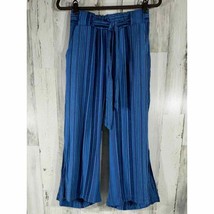 Indigo Rein Womens Belted Cropped Pants Medium High Rise Wide-Leg Blue S... - $16.80