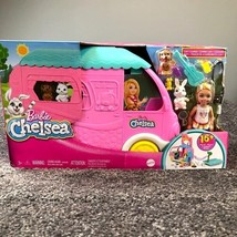 Barbie Chelsea Camper 2-In-1 Playset Transforming Campsite Doll Pets Pool + More - £24.77 GBP