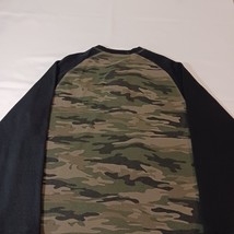 Black Jack Men's T-Shirt Black & Green Camo Henley Raglan Long Sleeve Tee Sz XL image 11
