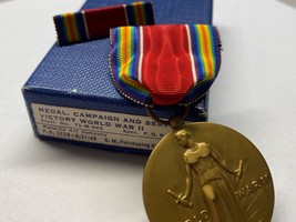 Wwii, Campaign And Service, Victory Medal, With Matching Pinback Ribbon - £23.73 GBP