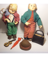 2 HUMMEL - GOEBEL PORCELAIN DOLLS  12&quot; TALL  with VIOLIN, HAT, BAG  VINTAGE - $19.75