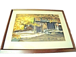 Vintage Harry Buckley Stable Barn Watercolor Painting Framed Ranch Signed - $395.99