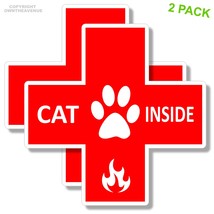 2x Cat Inside Fire Emergency Pet Laptop Bumper Car Truck Vinyl Sticker D... - £3.11 GBP