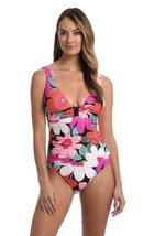 MSRP $98 La Blanca Knot-Trim Tankini Top In Full Bloom Floral Size 14 - £11.11 GBP