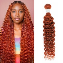 Ginger Bundles Human Hair Deep Wave Burnt Orange 350 Human Hair Bundles Curly Gi - £44.71 GBP