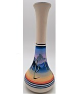 Southwestern Pottery Bud Floral Vase Painted Desert Scene 1971 VTG Titled Signed - £23.44 GBP