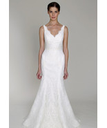 BLISS Monique Lhuillier Embroidered Lace Trumpet Wedding Dress Size 0 - $2,997.00