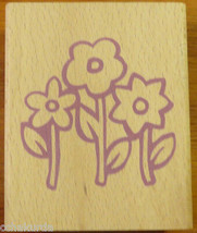 FLOWERS garden Rubber Stamp Wood Mount daisy Posey - $3.00