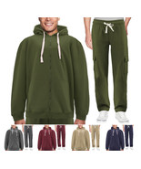 Men&#39;s Zip Up Fleece Sports Gym Athletic Jogging Track Sweat Suit 2 Piece... - $61.80 CAD+