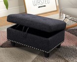 28.5 &#39;&#39; Ottoman With Storage, Linen Tufted Ottoman Foot Rest With Nailhe... - $199.99
