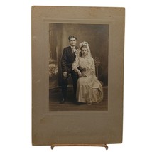 Antique Alumen Wedding Photo Victorian Bride &amp; Groom Portrait Period Att... - $28.06