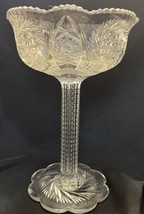 Vintage Cut Glass, Crystal Cut, Tall Pedestal Candy/Compote Nut Dish - £9.76 GBP
