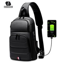 Fenruien Crossbody Bag For Men Waterproof USB Charging Shoulder Messenger Bags M - £55.21 GBP