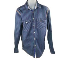 Express  Button Up Shirt Mens M Long Sleeve Purple Striped  Flip Cuff Co... - £15.17 GBP