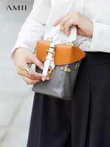 Amii Minimalism Women Handbags Vintage Contrast Leather Shoulder Bags For Women  - $124.77