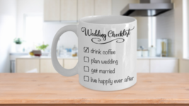 Wedding Checklist Mug Drink Coffee Plan Get Married Happily Ever After Ceramic - £15.27 GBP