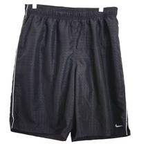 Nike Swim Trunks Lined Black Print Elastic Waist Men&#39;s Size Large 9&quot; - £15.78 GBP