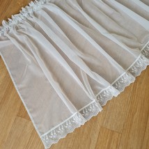 Cafe sheer white kitchen curtain Farmhouse small window curtain with lace - £21.86 GBP