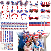 Minetom 4th of July Accessories 82Pcs Party Supplies Glasses Headbands N... - £24.31 GBP
