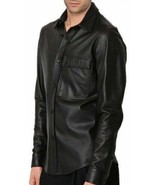 Handmade Genuine Soft Lambskin Leather Casual Formal Stylish Black Men&#39;s... - $106.22