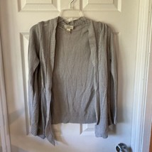 Loft Ann Taylor Cardigan Sweater Women’s Size Medium Petite Grey Linen Blend - £11.16 GBP