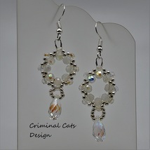 Bridal Earrings with Swarovski Crystal Beads and Faceted Teardrop