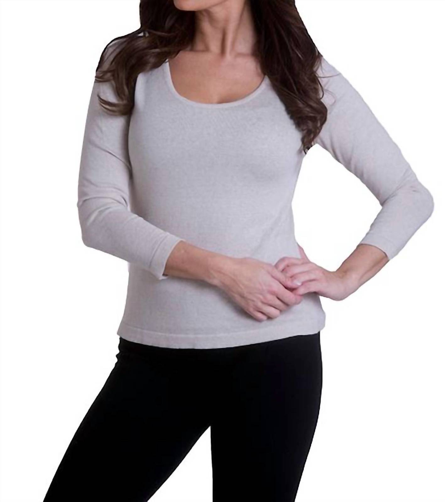 Angel long sleeve scoop neck sweater in Gray