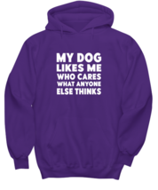 Dog Lover Hoodie My Dog Likes Me Purple-H  - £28.73 GBP