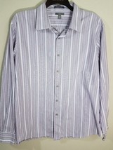 Apt 9 Purple Striped Superfine 80&#39;s Cotton Button Down Shirt Long Sleeve... - £7.18 GBP
