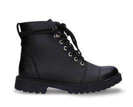 Vegan boots combat shearling from black vegan leather warm organic cotton lining - £107.99 GBP