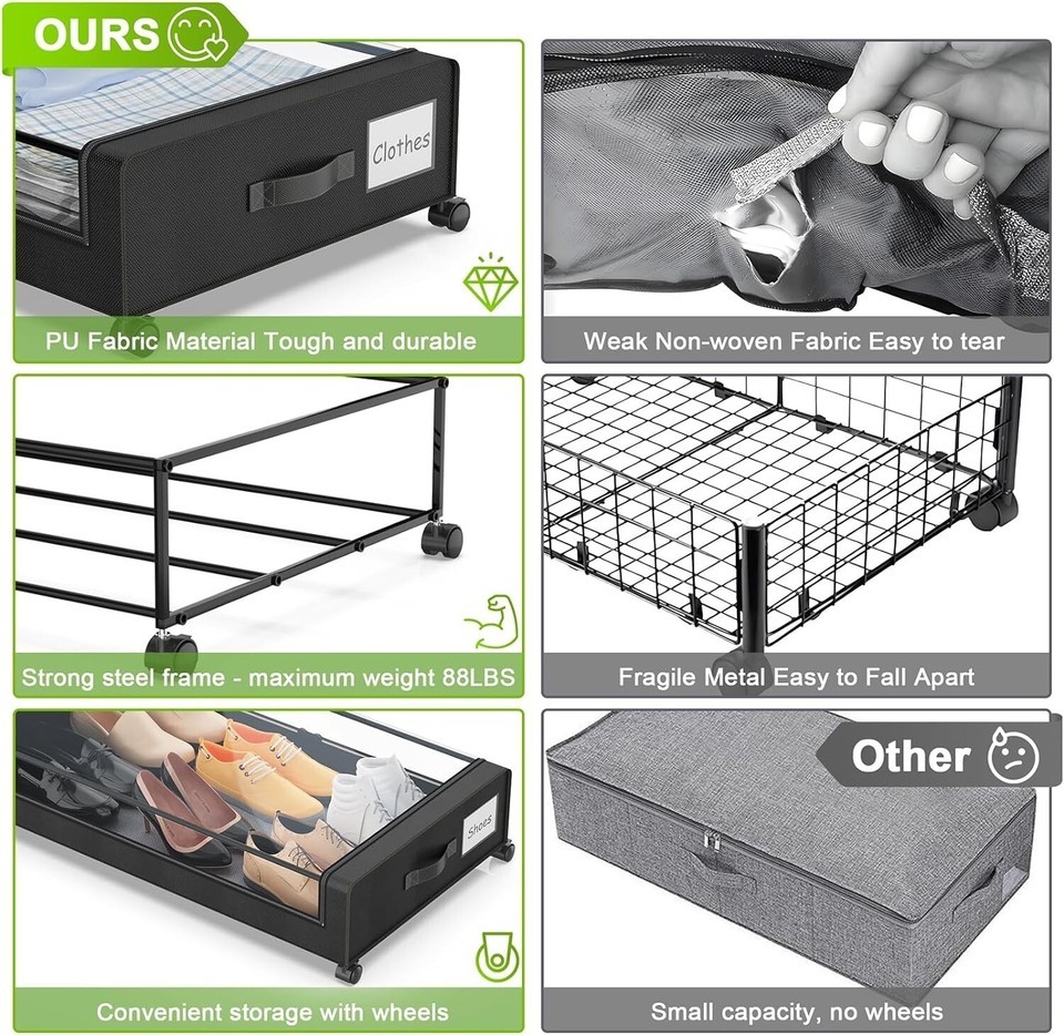 XXL 60L Wheeled Under Bed Storage Containers - Clear Lid & Waterproof Design Item image 5