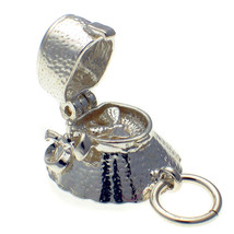 British Welded Bliss Sterling 925 Silver Charm Bee in Victorian Bonnet Hat Opens - $18.13