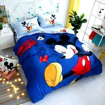 Mickey Mouse Blue Red 100% Cotton Twin Full Queen Comforter Set - £175.43 GBP+