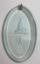 Vintage 1992 Glass Etched Personalized A Christmas Tree 3x5 in Ornament - £13.30 GBP
