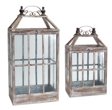 Melrose International 70491 22.5-31.5 in. Lantern Wood &amp; Metal, Brown with W - £152.26 GBP