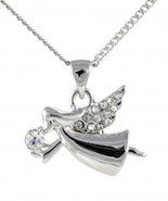 An Angel in Disguise Flying Angel Pendant Necklace with Crystal Wings wi... - £12.04 GBP
